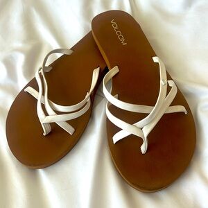 Volcom Brown Footbed White Strap Women's Sandals
